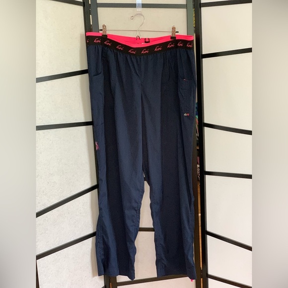 koi Pants - Koi Lite Slim Fit Style #720 Scrub Pants ~ Blue with Pink/Black Band 3X